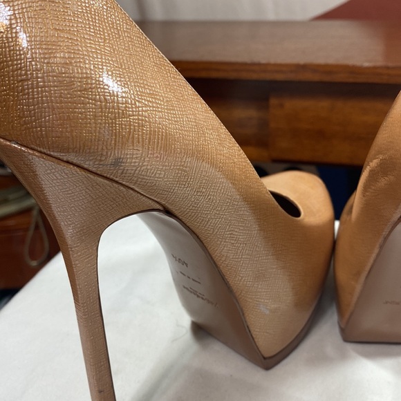 🌟🌟 YSL 9 1/2M WOMEN'S ROSE PATENT LEATHER TRIBTOO 80 PLATFORM PUMP SIZE 40 1/2 - Picture 8 of 12
